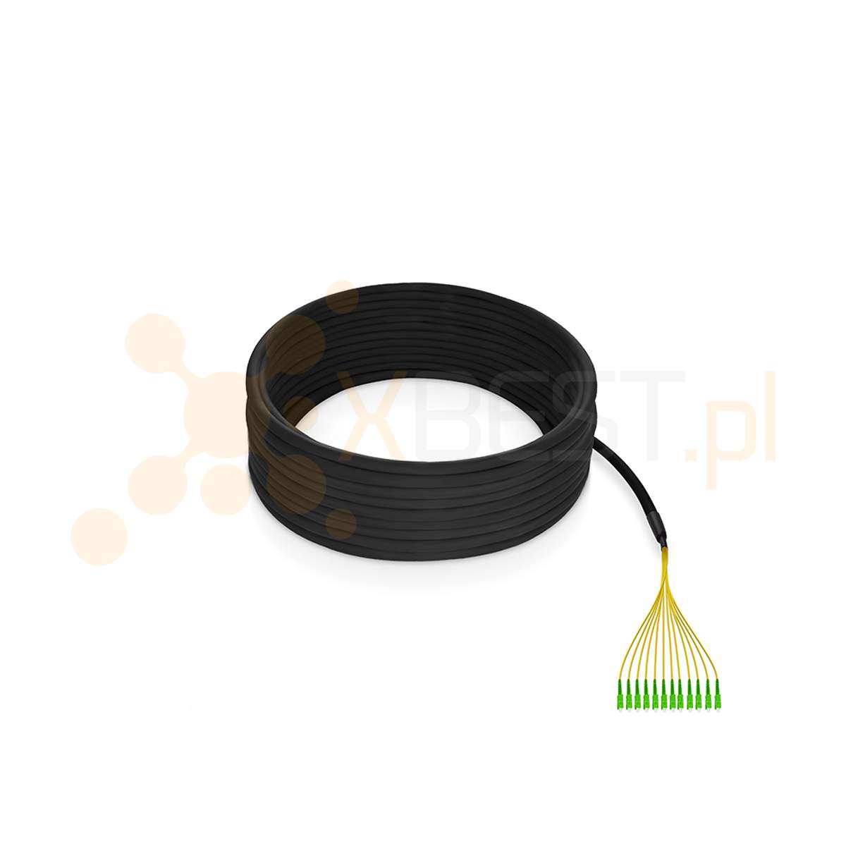MultiPigtail ConnLink GOLD 12x9/125 G.657A2 12x SC/APC 30M (29.5m Cable + 50cm Fanout) 0.9mm Coloured Fan-Out YELLOW LSZH Dca