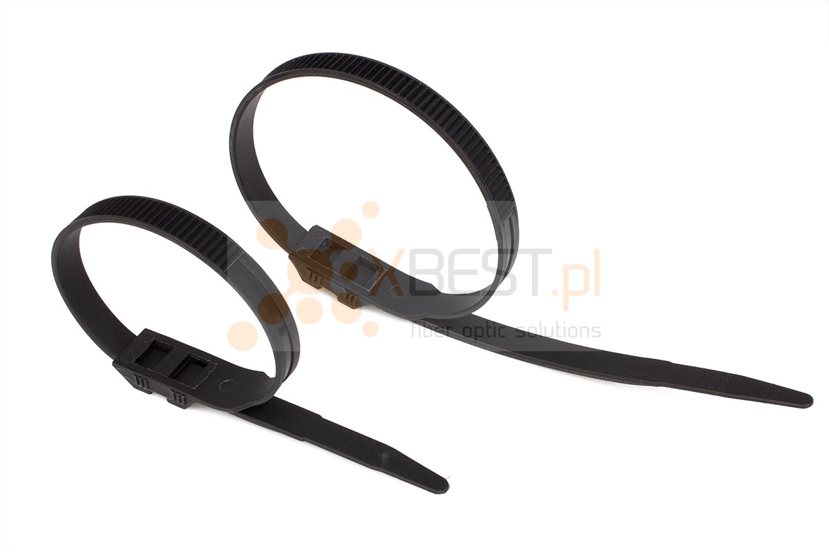 Opaski zaciskowe PVC (trytytki) 2-zapięciowe, 260x8.7mm 100szt BLACK