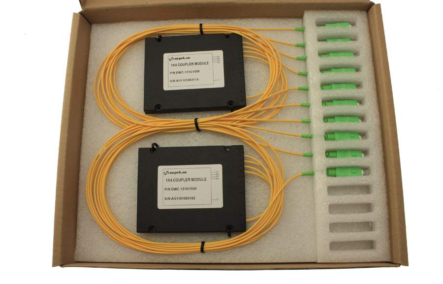 Splitter Fused coupler OPTO, SC/APC, SM 2.0mm, 1x4, Dual Window (1310/1550), 4*25% (ABS BOX)