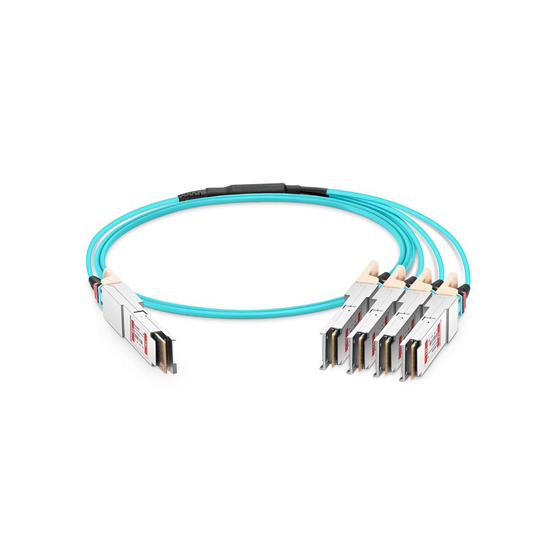QSFP-DD, 400G, OM3, AOC MMF, 1M Active Optical Cable to 4x QSFP28 Tx:850nm/Rx:850nm