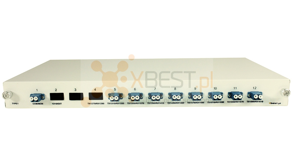 CWDM Mux/Demux OPTO, 16CH(nm) +Exp +Mon, 8 transmission/1 fibre, LC/UPC (1U)