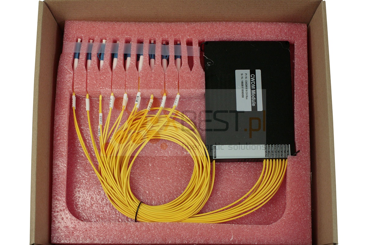 CWDM Mux/Demux OPTO, 16CH(nm) +Exp +Mon, 8 transmissions/1 fiber, 2.0mm SM G657A, LC/UPC (ABS BOX)