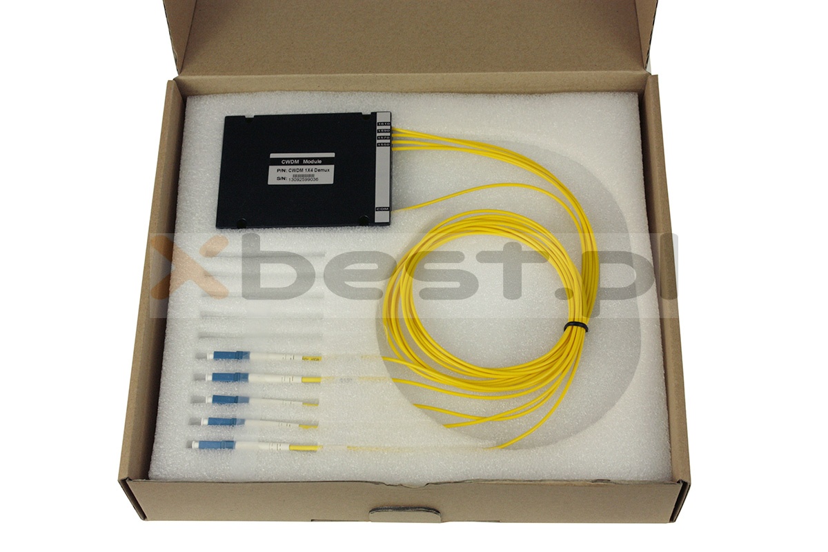 CWDM Mux/Demux OPTO, 4CH(nm) +Exp +Mon, 2 transmissions/1 fiber, 2.0mm SM G657A, LC/UPC (ABS BOX)