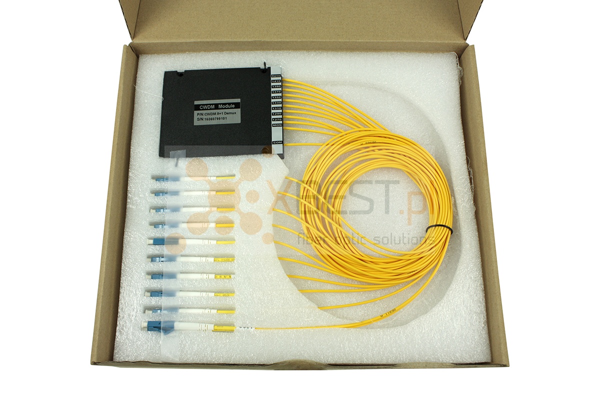 CWDM Mux/Demux OPTO, 8CH(nm) +Exp +Mon, 4 transmissions/1 fiber, 2.0mm SM G657A, LC/UPC (ABS BOX)