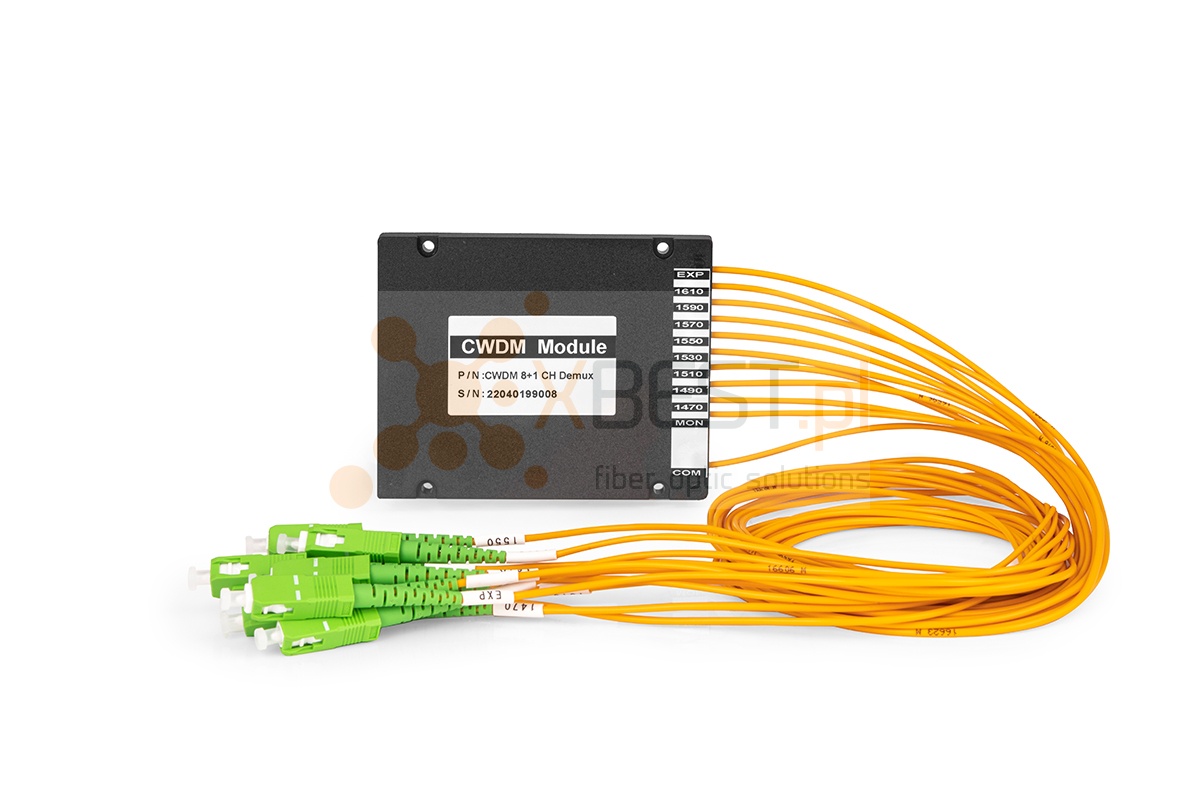 CWDM Mux/Demux OPTO, 8CH(nm) +Exp +Mon, 4 transmissions/1 fiber, 2.0mm SM G657A, SC/APC (ABS BOX)