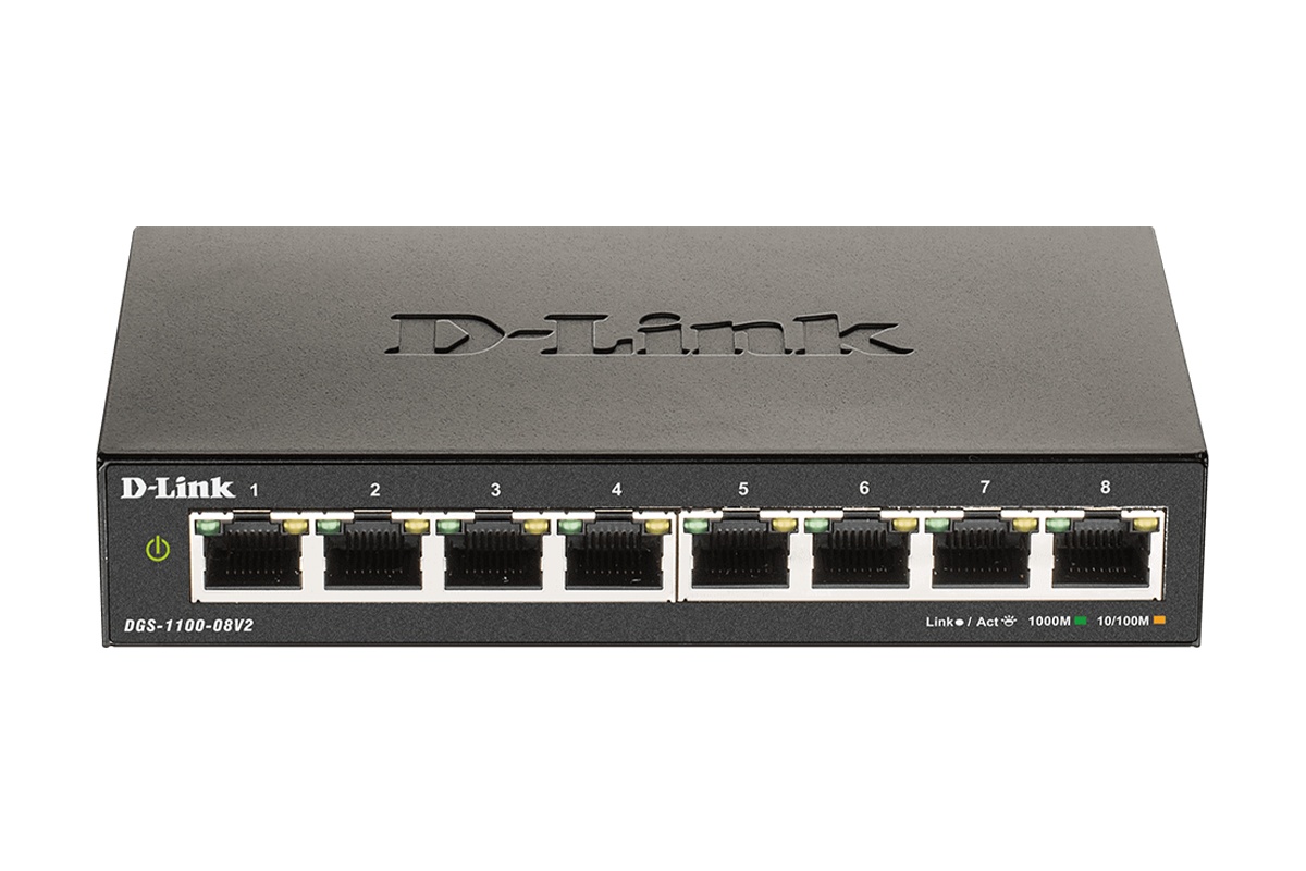 DGS-1100-08V2/E 8x10/100/1000BaseT ports Gigabit Smart Managed Switch