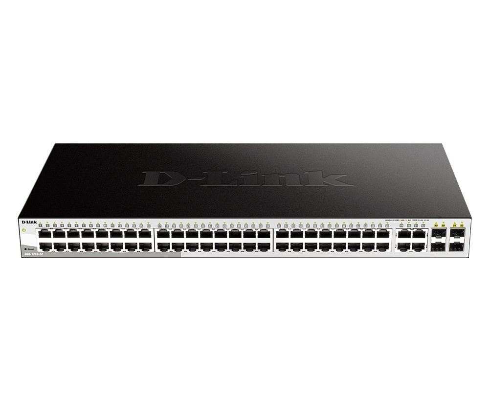 DGS-1210-52 48x10/100/1000BaseT ports + 4x1000BaseT/SFP ports Gigabit Smart Switch