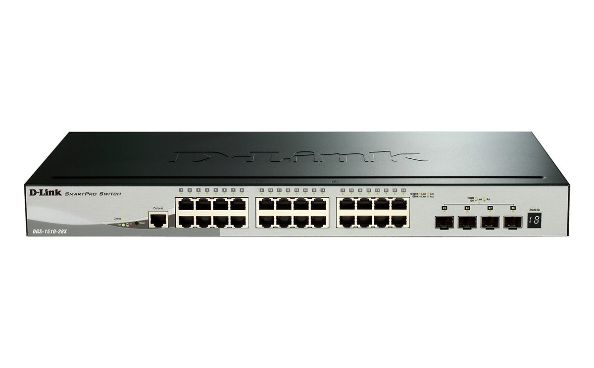 DGS-1510-28X 24x10/100/1000 + 4x10GE/SFP+ Ports SmartPro Switch