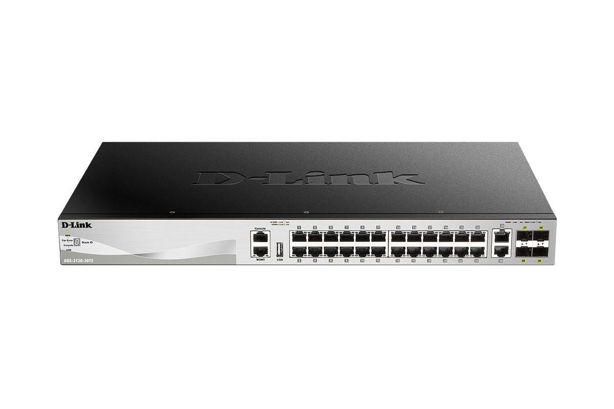 DGS-3130-30S/SI 24xSFP + 2x 10GBASE-T + 4xSFP+ Ports Layer 3 stackable Gigabit Switch