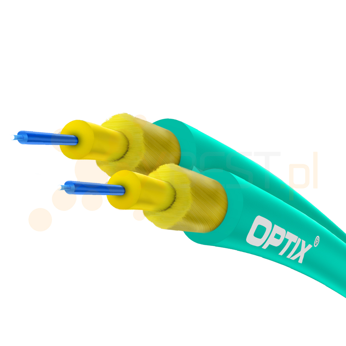 OPTIX cable DUPLEX Eca W-NOTKSdD INAC201 2x50/125 OM3 2.8/0.9mm TURQUOISE 0.65kN - 1000m BOX