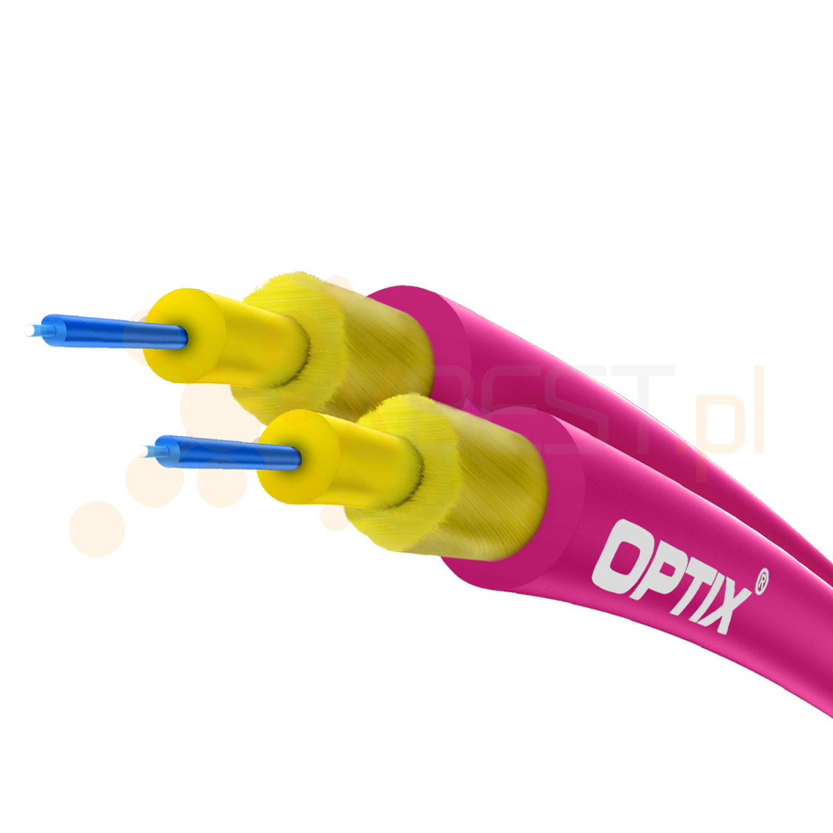 OPTIX cable DUPLEX Eca W-NOTKSdD INAC201 2x50/125 OM4 2.8/0.9mm PINK 0.65kN - 1000m BOX
