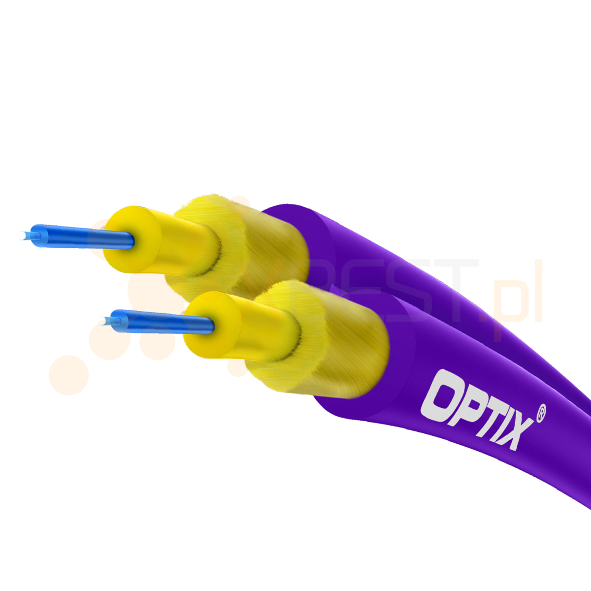 OPTIX cable DUPLEX Eca W-NOTKSdD INAC201 2x9/125 G.657B3 2.8/0.9mm VIOLET 0.65kN - 1000m BOX