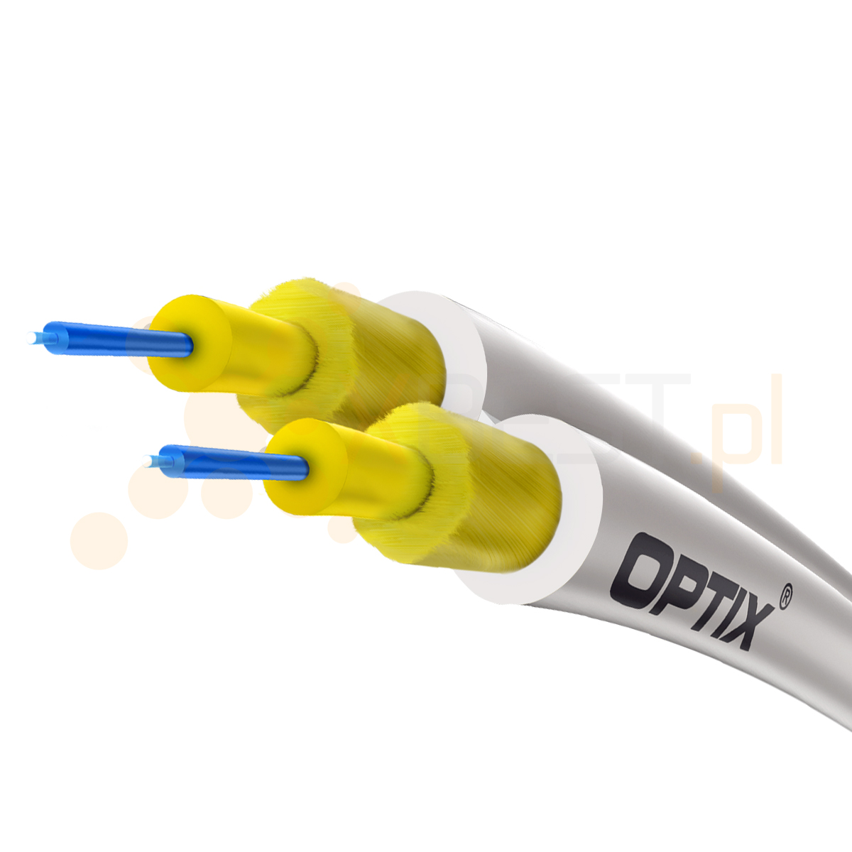 OPTIX cable DUPLEX Eca W-NOTKSdD INAC201 2x9/125 G.657A2 2.0/0.9mm WHITE 0.3kN - 1000m BOX
