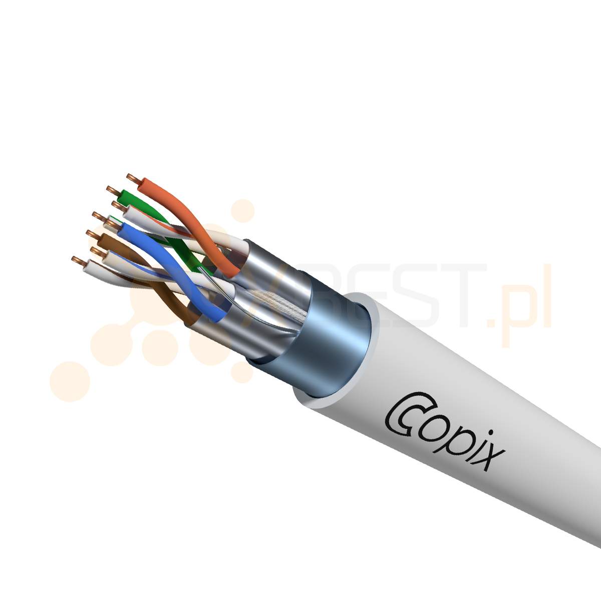 Kabel instalacyjny Copix CAT6A F/FTP AWG23 (0.57mm) FRLSZH WHITE (Indoor) 500m DRUM