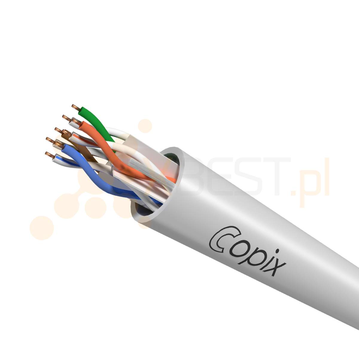 Kabel instalacyjny Copix CAT6 U/UTP AWG23 (0.57 mm) FRLSZH WHITE 305 m BOX