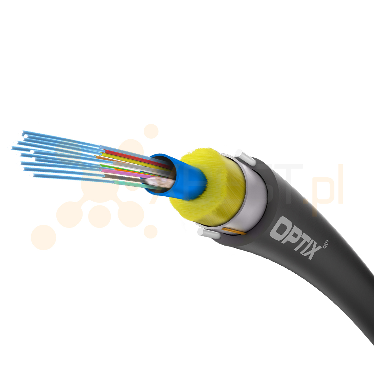 OPTIX cable FSM DRY Aramid UT Eca ZW-NOTKMdD UNSC101 8x9/125 1M8F ITU-T G.652D 1.0kN