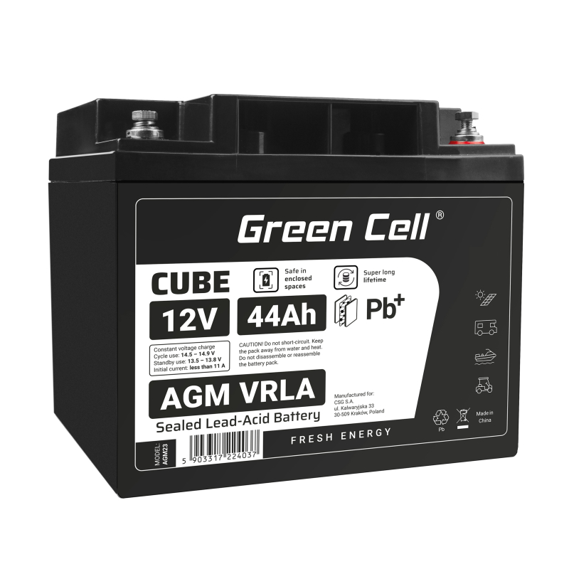 Akumulator AGM, Green Cell 44-12 (12V 44Ah)