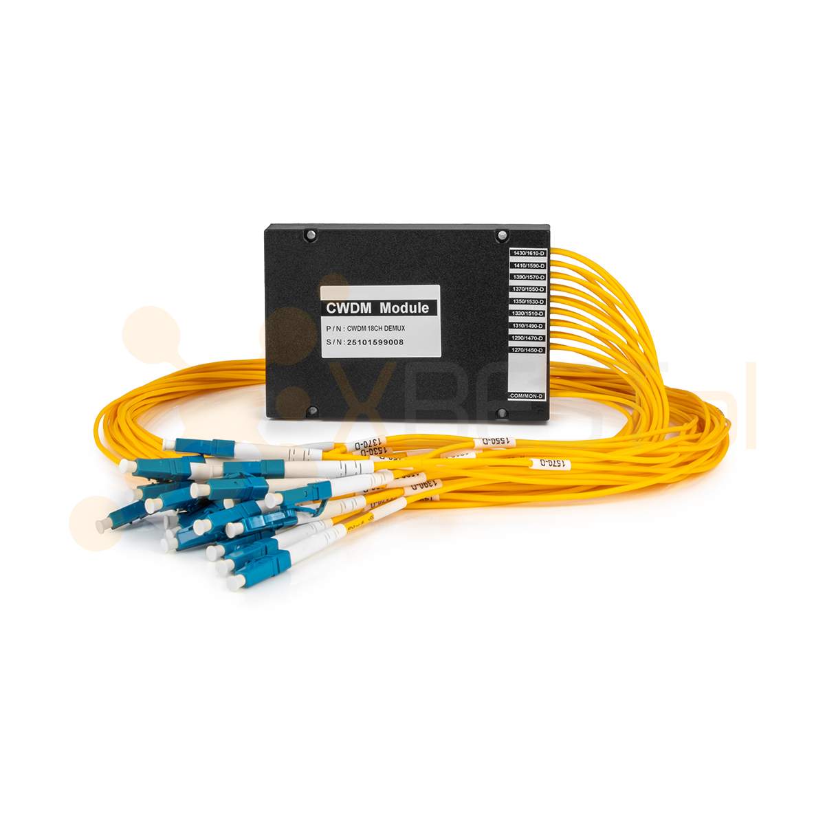 CWDM Mux/Demux OPTO, 18CH(nm) +Mon, 9 transmissions/1 fiber, 2.0mm SM G657A, LC/UPC (ABS BOX)