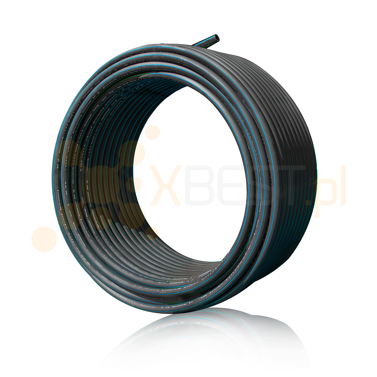 Rura RHDPE 40 x 3,7 mm czarna/paski niebieskie