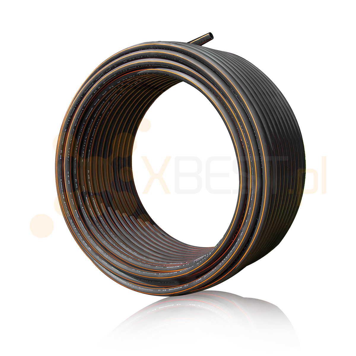 Rura RHDPE 40 x 3,7 mm czarna/paski pomarańczowe (zwoje 125m)
