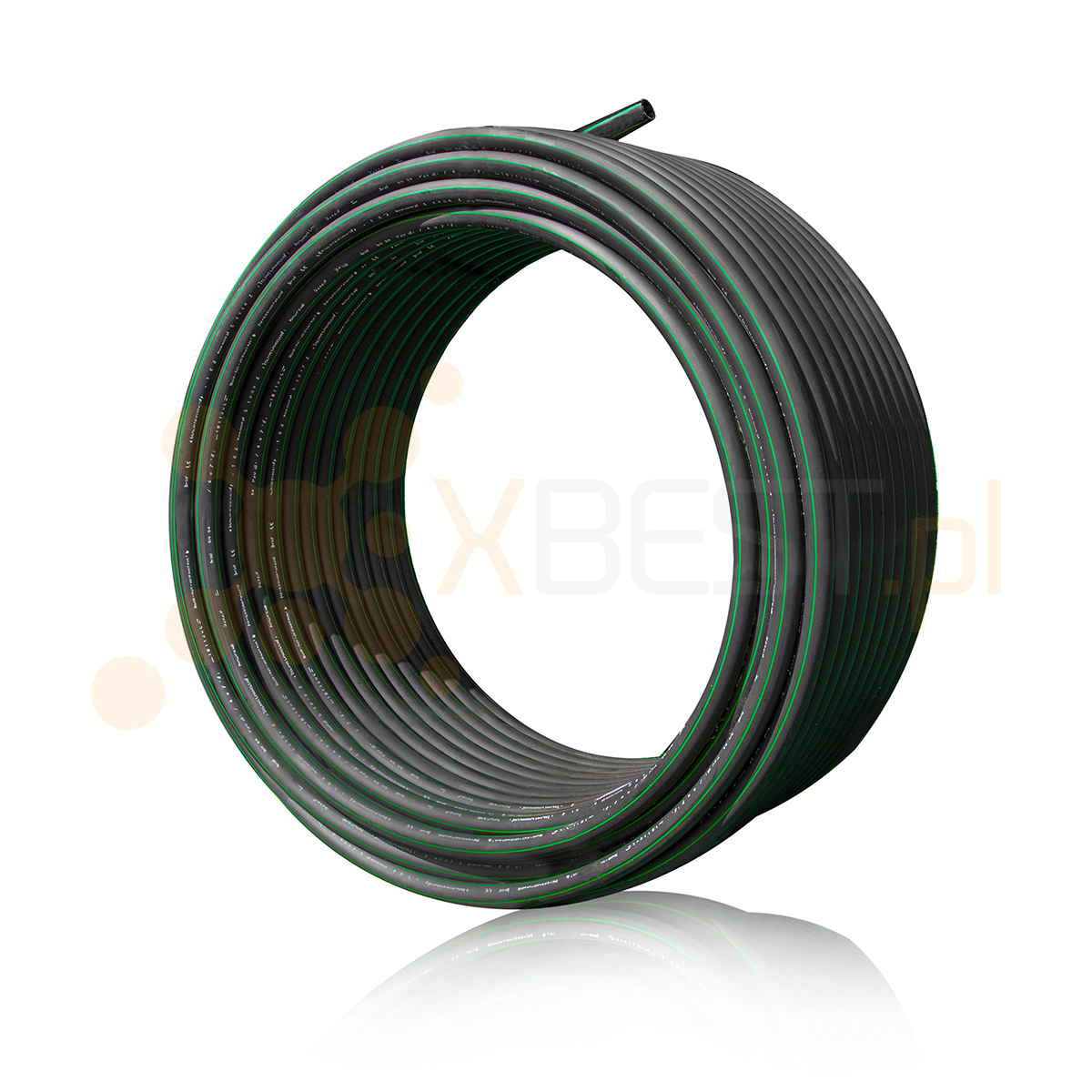 Rura RHDPE 40 x 3,7 mm czarna/paski zielone (zwoje 250m)