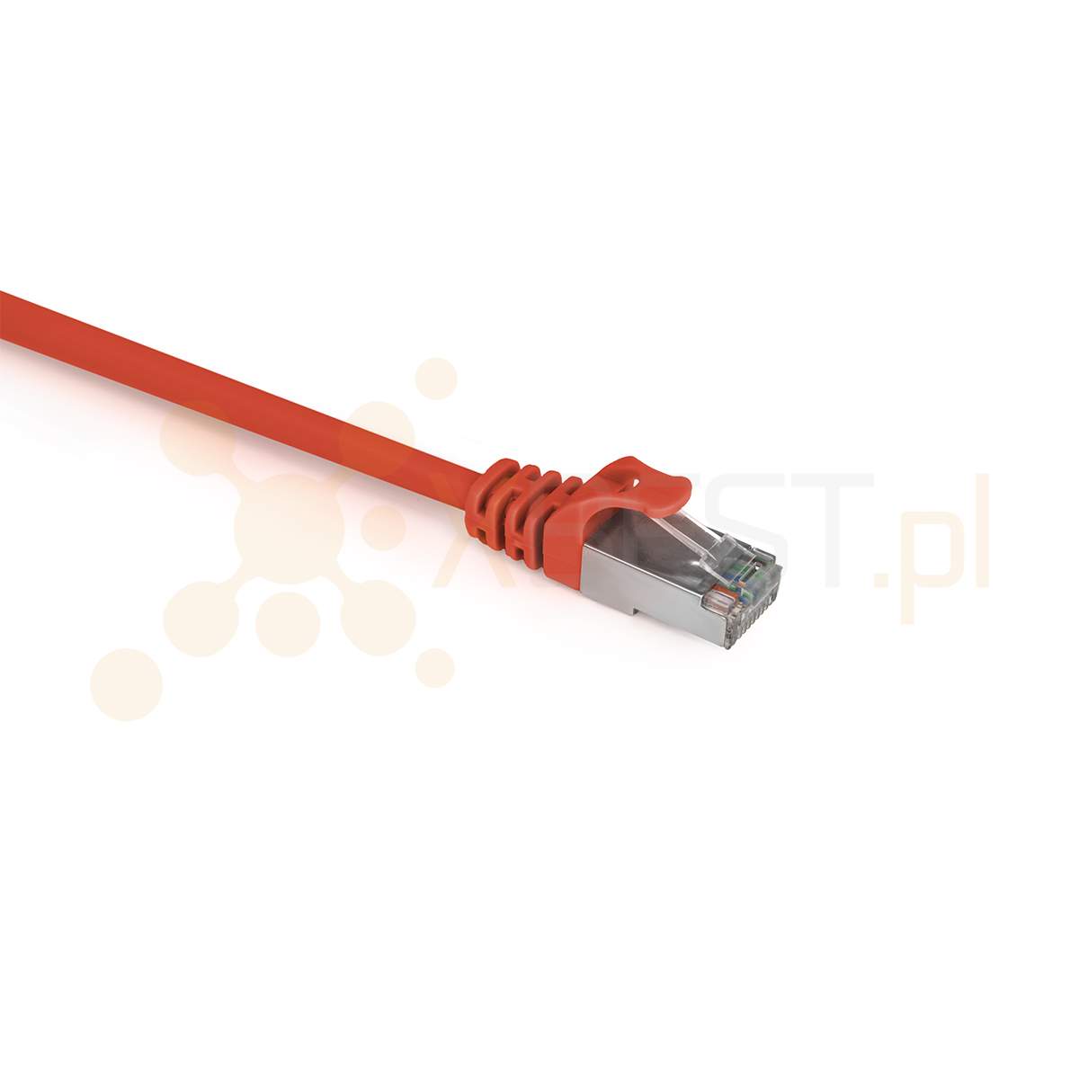 Patchcord S/FTP Cat 6A, LSZH, 0.25m, Czerwony