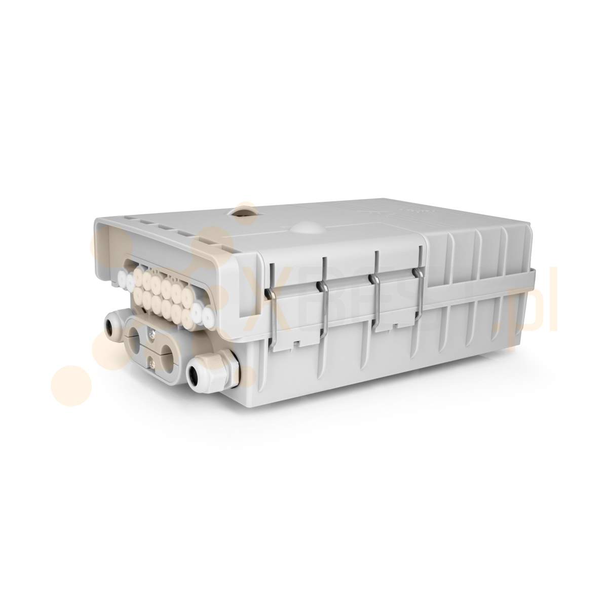 Fibre optic splice closure Tracom FTTX MDU H16R v3 (2xPG + uncut port) +Patch Panel GREY