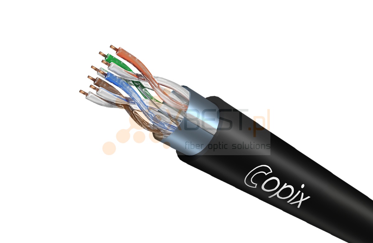 Kabel instalacyjny Copix CAT5E F/UTP AWG24 (0.51mm) PE BLACK (Outdoor) żelowany 305m BOX
