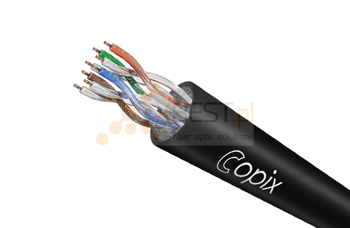 Kabel instalacyjny Copix CAT5E U/UTP AWG24 (0.51mm) PE BLACK (Outdoor) żelowany 305m BOX