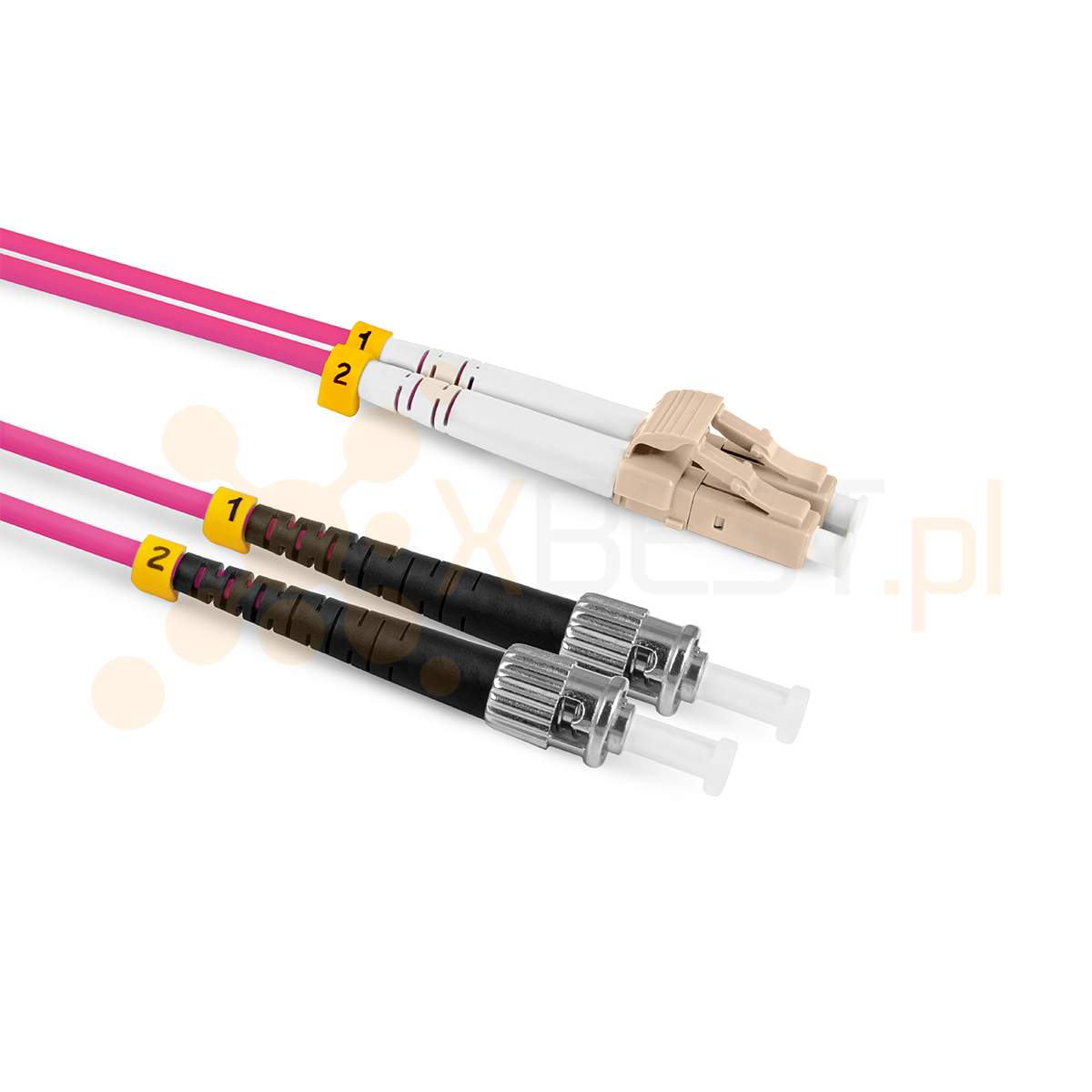 Patchcord ConnLink SILVER LC/UPC-ST/UPC MM OM4 DUPLEX 2M 3.0 mm PINK LSZH