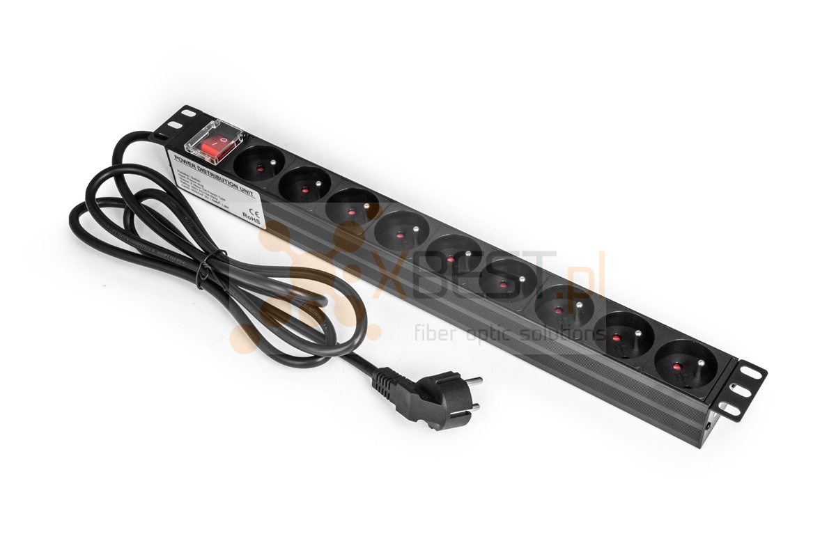 Power strip 19" 9-Socket with grounding and switch 1.8M