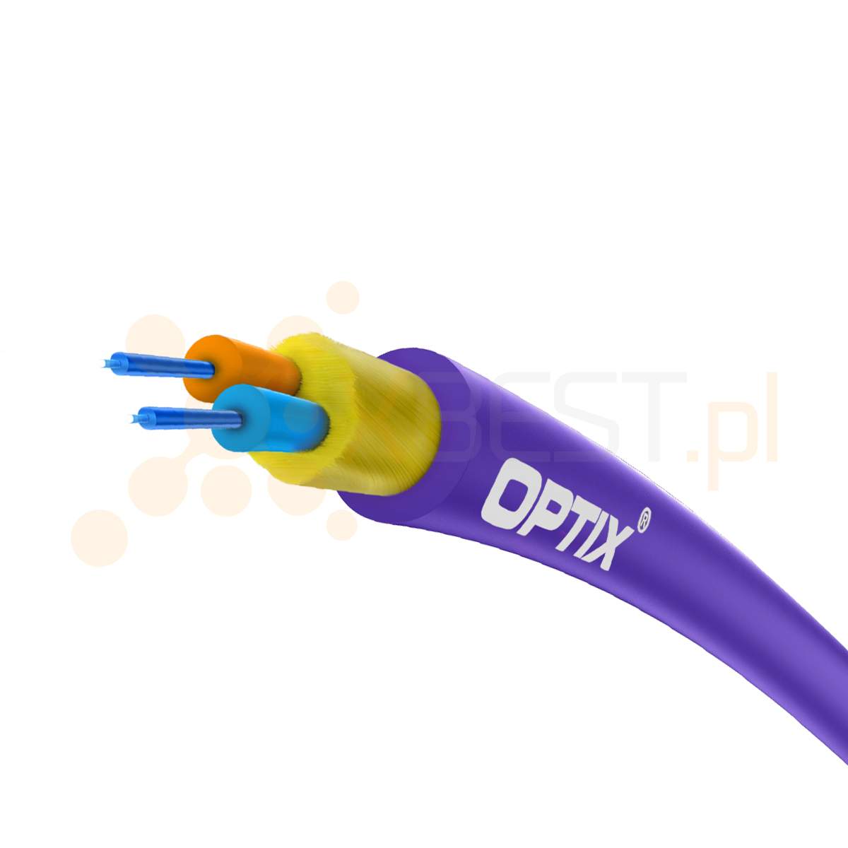 OPTIX cable Multi LSZH Eca W-NOTKSdD INFC101 2x9/125 ITU-T G.657B3 3.0mm/0.9mm 0.5kN VIOLET - 1000m BOX