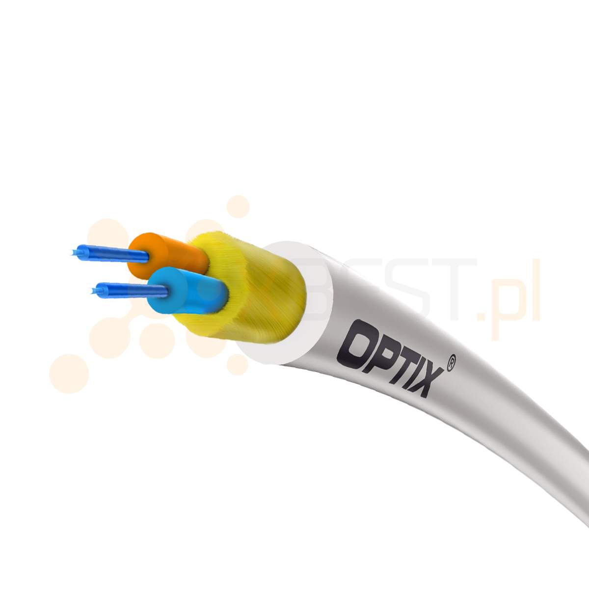 OPTIX cable Multi LSZH Eca W-NOTKSdD INFC101 2x9/125 ITU-T G.657B3 3.0mm/0.9mm 0.5kN WHITE - 1000m BOX