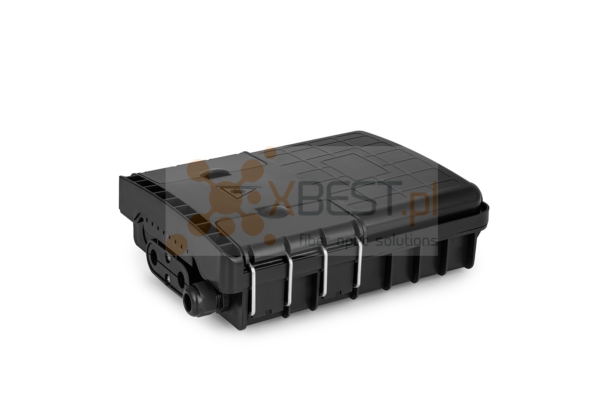 Fibre optic splice closure Tracom FTTX MDU H08F (1xPG + uncut port) +Patch Panel BLACK