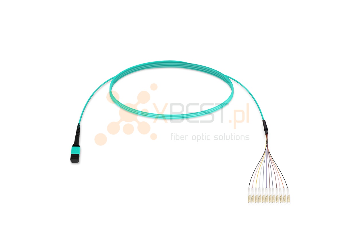 MultiPatchcord ConnLink SILVER 12x OM3 Typ B LC/UPC-MPO(F) 1M 3.0mm TURQUOISE LSZH