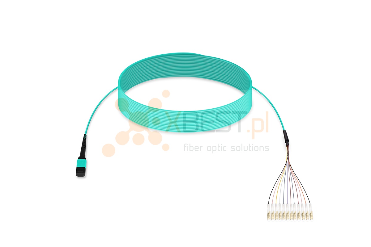 MultiPatchcord ConnLink SILVER 12x OM3 Typ B LC/UPC-MPO(F) 10M 3.0mm TURQUOISE LSZH