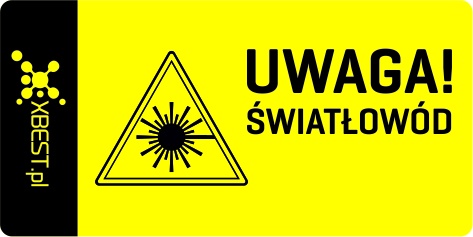 Naklejka ostrzegawcza "Uwaga Światłowód" 4x2cm PL