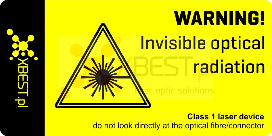 Naklejka ostrzegawcza "Uwaga Światłowód" 8x4cm EN