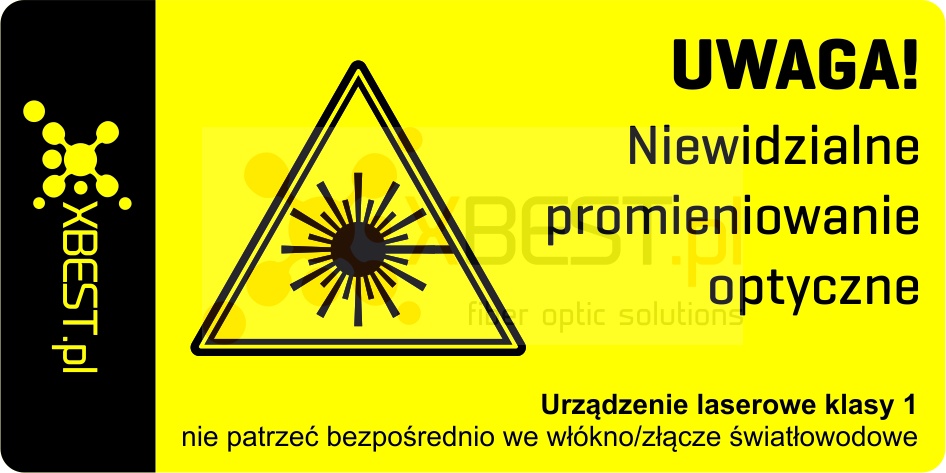 Naklejka ostrzegawcza "Uwaga Światłowód" 8x4cm PL