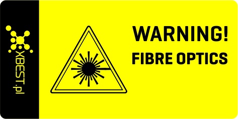 Naklejka ostrzegawcza "Uwaga Światłowód" 4x2cm EN