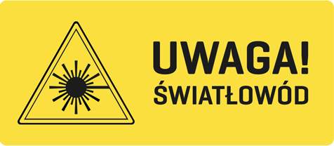 Naklejka ostrzegawcza "Uwaga Światłowód" 3x1.3cm PL