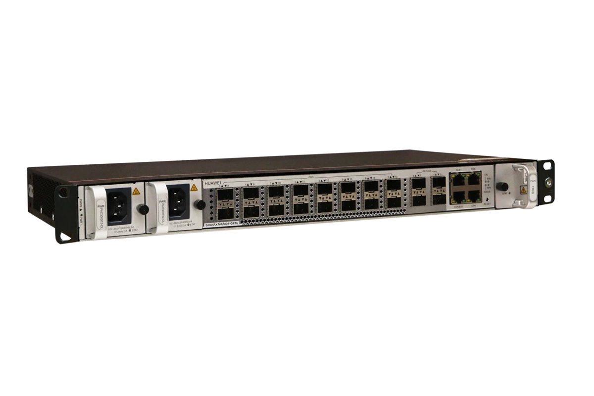 Huawei OLT GPON MA5801-GP16 1U Set with 16xGPON (SFP B+/C+/C++)/4x SFP XGPON 10G