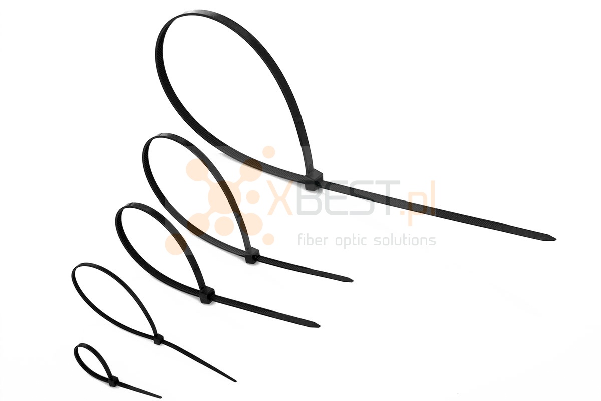 Opaski zaciskowe PVC (trytytki) 1-zapięciowe, 500x7.6mm 100szt BLACK