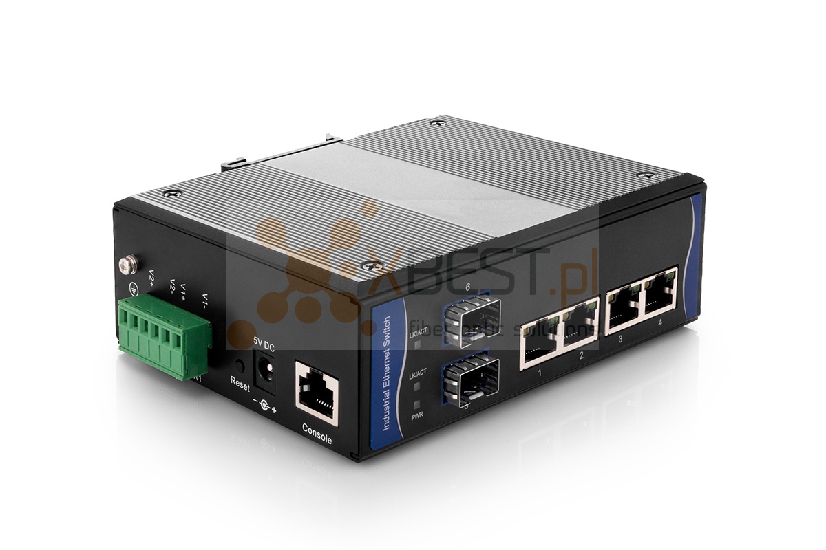 OptecLink SW-7M0204-GE Managed Industrial Switch (4x10/100/1000Base-TX Ports + 2x1000Base-FX SFP Ports)