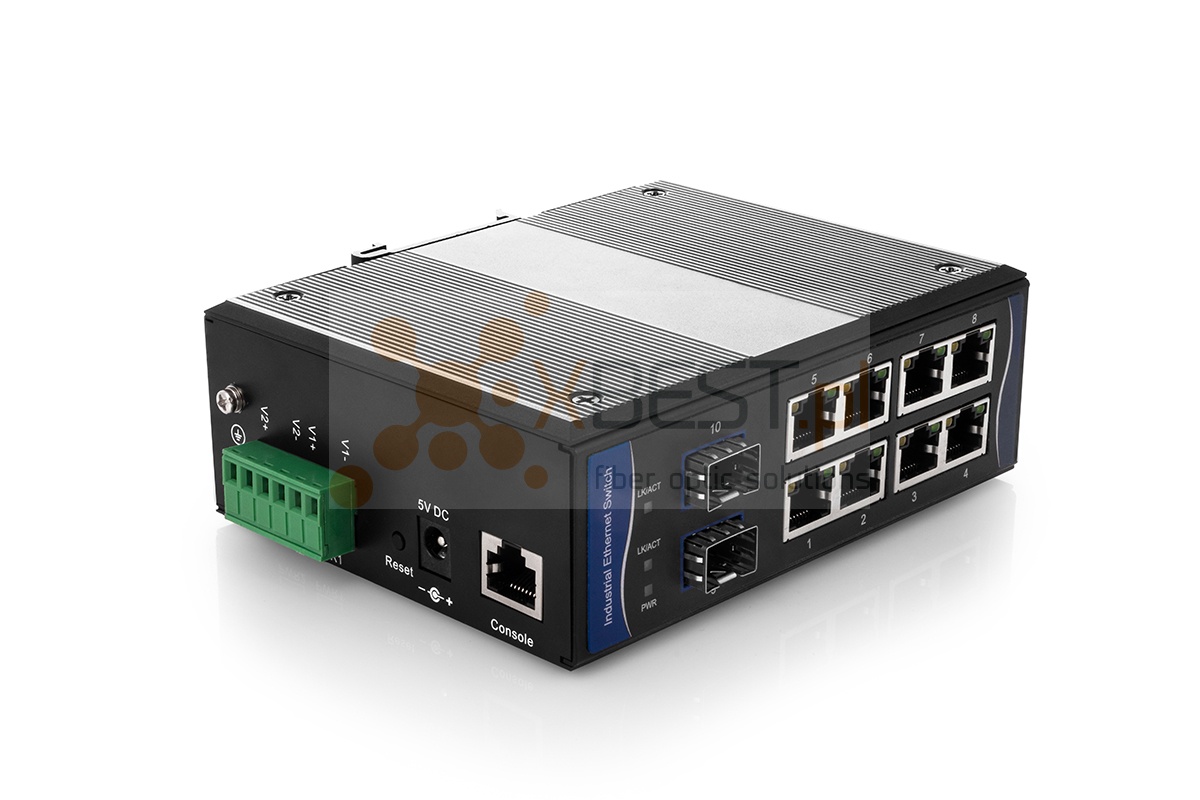 OptecLink SW-7M0208-GE Managed Industrial Switch (8x10/100/1000Base-TX Ports + 2x1000Base-FX SFP Ports)