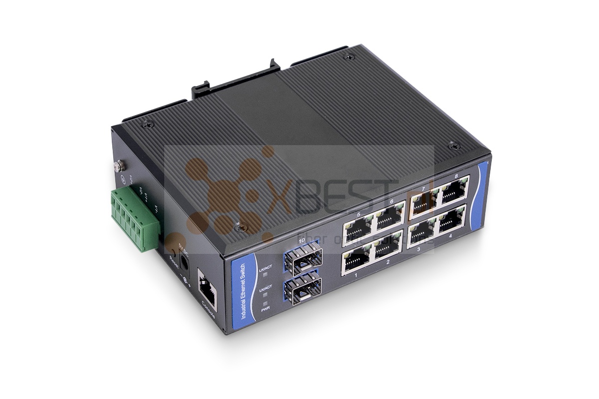 OptecLink SW-7M0208P-GE Managed Industrial PoE Switch (8x10/100/1000Base-TX PoE Ports + 2x1000Base-FX SFP Ports)