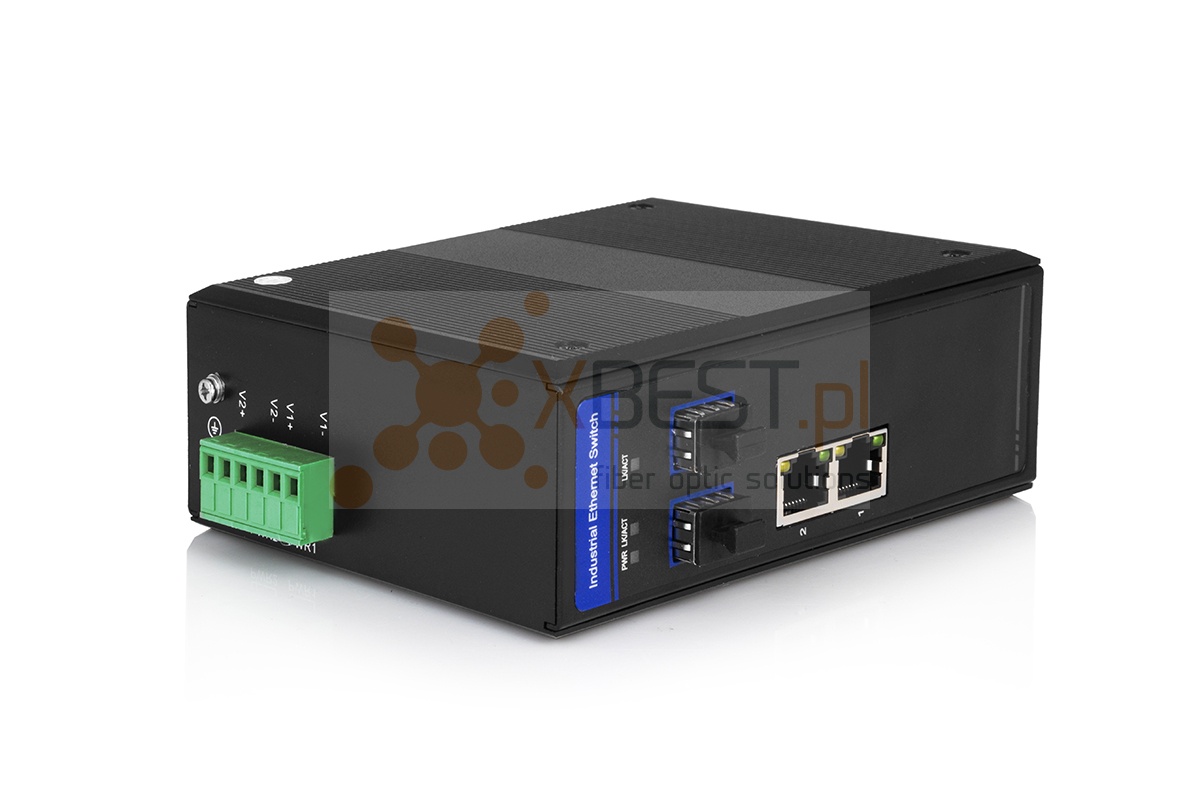 OptecLink U-ISW-2FX2TX-1G Unmanaged Industrial Switch / Converter (2x10/100/1000Base-TX Ports + 2x1000Base-FX SFP Ports)