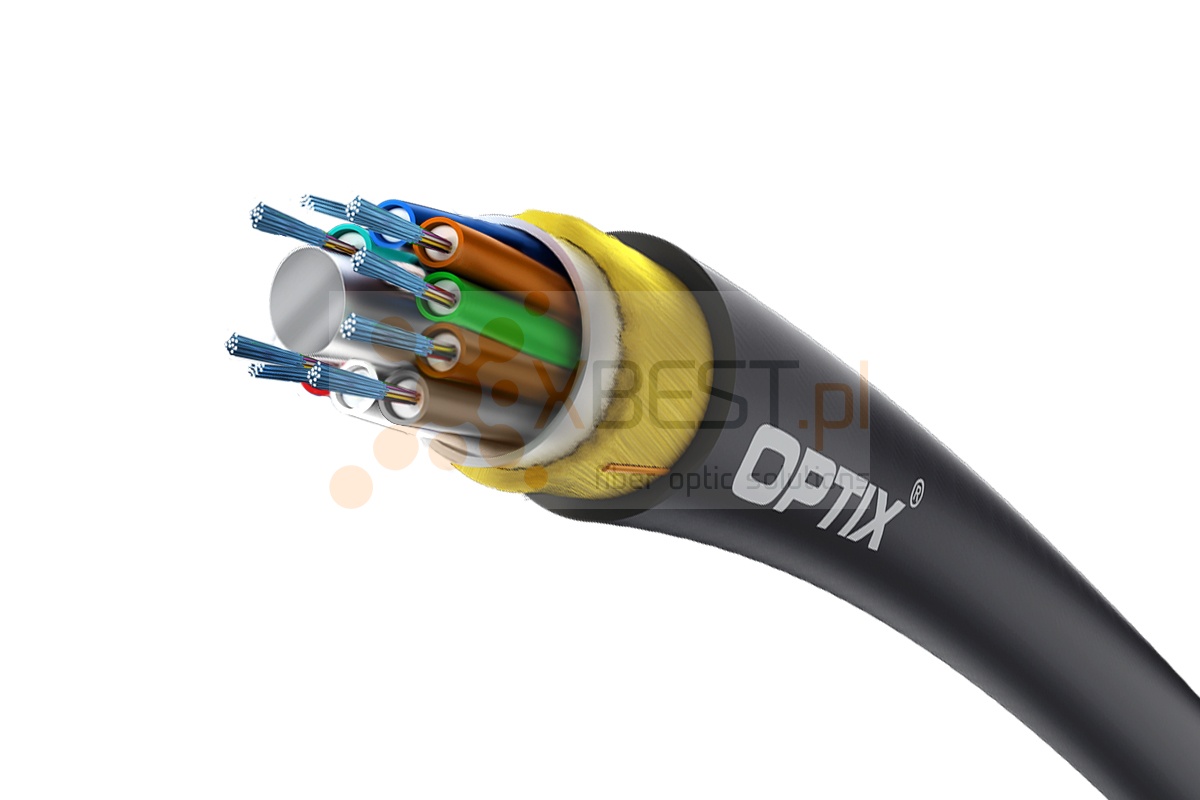 OPTIX cable ADSS-XOTKtsdD AC105 96x9/125 8T12F ITU-T G.652D 2.7kN (SPAN 50m)