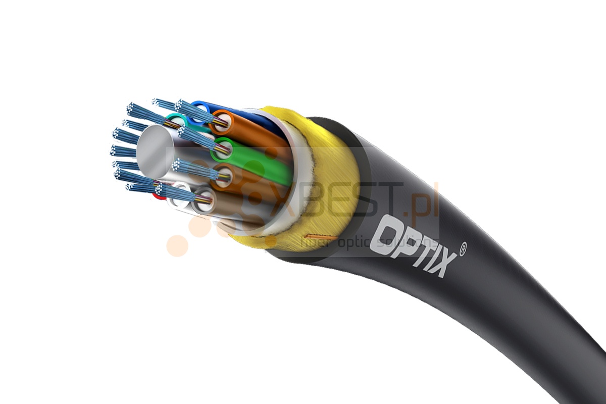 OPTIX cable ADSS-XOTKtsdD AC105 288x9/125 24T12F ITU-T G.652D 2.7kN (SPAN 50m)