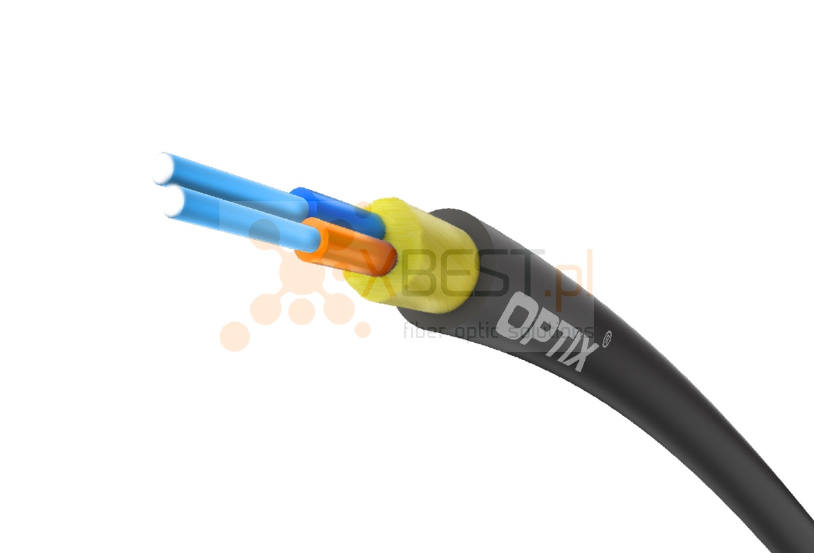 OPTIX cable AirFlow S-QOTKSdD CC102 2x9/125 (2x0.9mm) ITU-T G.657A2 0.8kN (SPAN 80m) - 750m BOX